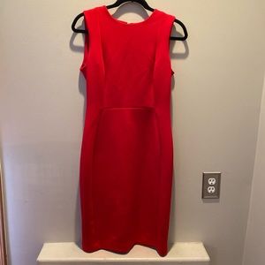 Red Calvin Klein Scuba Neoprene sheath dress